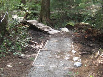 Working on the trails with the High School Mountain Bike League