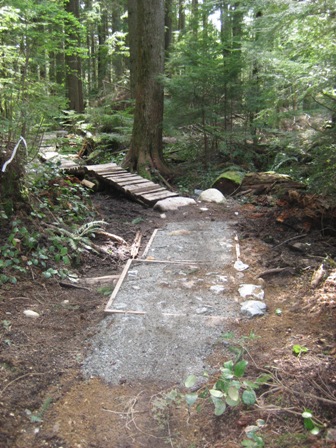 Working on the trails with the High School Mountain Bike League